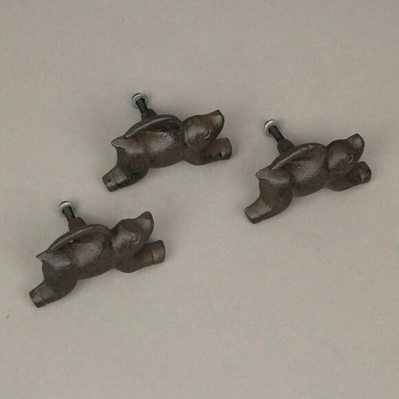 Set of 6 Cast Iron Flying Pig Drawer Pulls Decorative Cabinet Knobs Home Decor - Picture 4 of 6